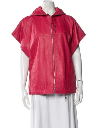 Pre-owned Longchamp Lamb Leather Vest In Red