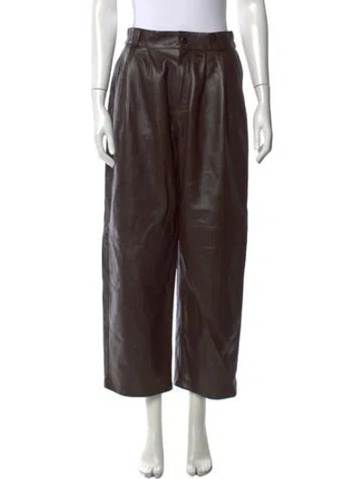 Pre-owned Longchamp Lamb Leather Wide Leg Pants W/ Tags In Brown