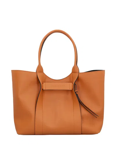Longchamp Large 3d Leather Tote Bag In Orange