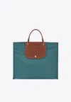 Longchamp Cabas Recycled Canvas Top Handle Tote In Teal