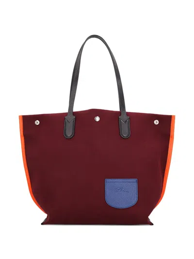 Longchamp Large Essential Flanelle Tote Bag In Red