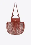 Longchamp Large La Pliage Mesh Handbag In Brown