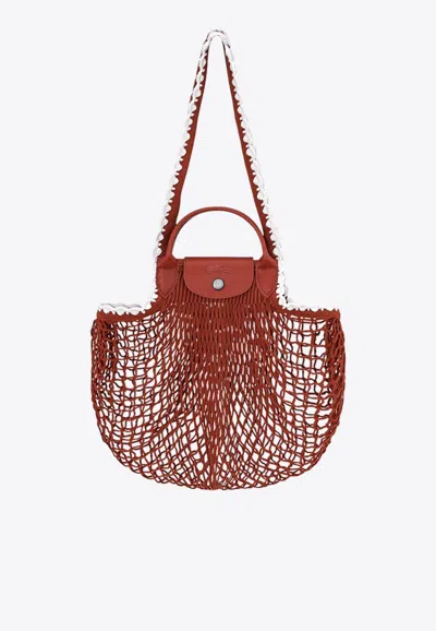 Longchamp Large La Pliage Mesh Handbag In Brown