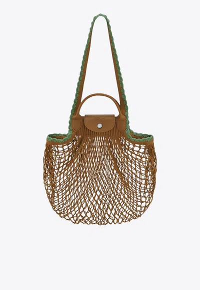 Longchamp Large La Pliage Mesh Handbag In Brown
