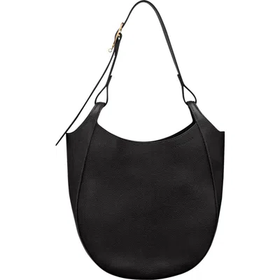 Longchamp Large Le Foulonne Leather Hobo Bag In Black