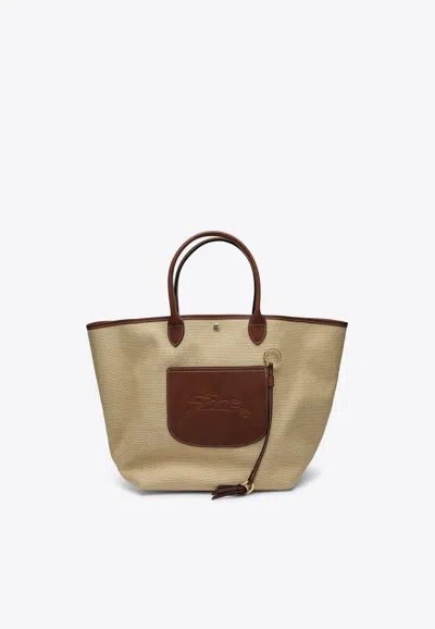 Longchamp Large Le Pliage Basket Bag In Beige