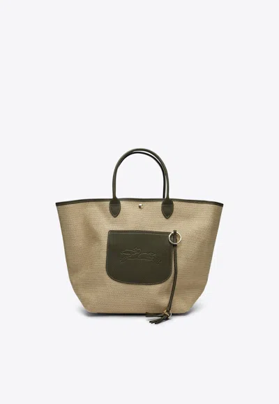 Longchamp Large Le Pliage Basket Tote Bag In Green