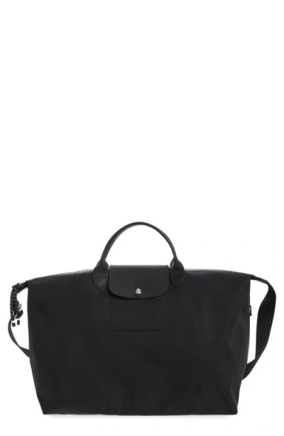Longchamp Large Le Pliage Energy Recycled Canvas Travel Duffle Bag In Black