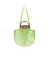 Longchamp Large Le Pliage Filet Mesh Shoulder Bag In Green