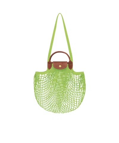 Longchamp Large Le Pliage Filet Mesh Shoulder Bag In Green