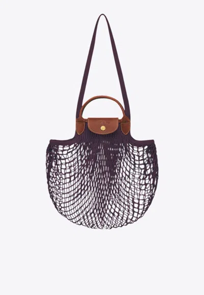 Longchamp Hollow Shoulder Bag In Eggplant
