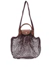 Longchamp Le Pliage Filet Knit Shoulder Bag In 紫色