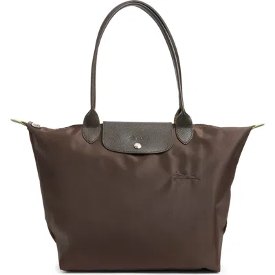 Longchamp Large Le Pliage Green Recycled Canvas Tote In Brown