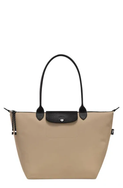 Longchamp Large Le Pliage Green Recycled Canvas Tote In Clay
