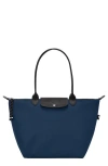 Longchamp Le Pliage Shopper Large Canvas Tote In Navy
