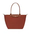 Longchamp Large Le Pliage Green Shoulder Bag In Red