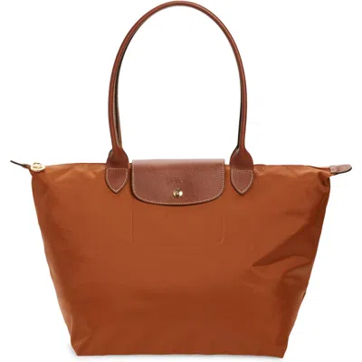 Longchamp Large Le Pliage Recycled Nylon Tote In Brown