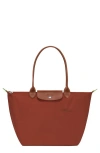 Longchamp Large Le Pliage Green Shoulder Bag In Red