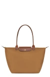 Longchamp Le Pliage Large Top Handle Bag In Fawn