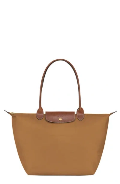 Longchamp Le Pliage Large Top Handle Bag In Fawn