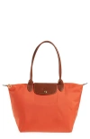 Longchamp Large Le Pliage Tote In Orange/orange
