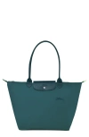 Longchamp Large Le Pliage Tote In Peacock/ Peacock