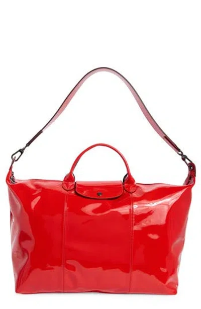 Longchamp Large Le Pliage Travel Duffle Bag In Red