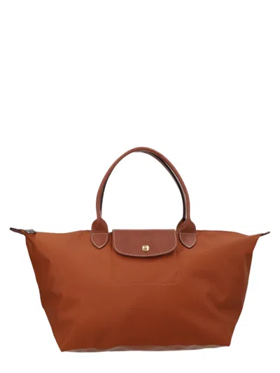 Longchamp Large Rectangular Tote Bag With Leather Accents In Red