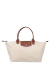 Longchamp Large Rectangular Tote With Zip Closure And Leather Handles In Red