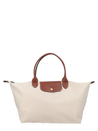 Longchamp Large Rectangular Tote With Zip Closure And Leather Handles In Red