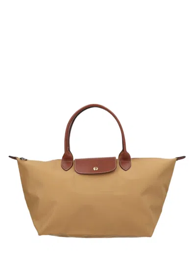 Longchamp Large Structured Tote Bag With Leather Accents In Brown