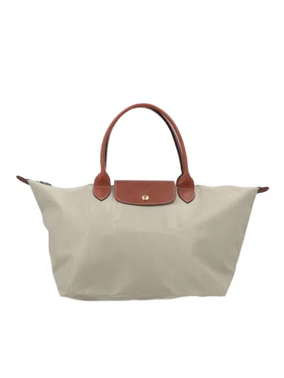 Longchamp Large Tote In Smooth Polyamide With Leather Accents In Multi