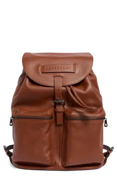 Longchamp Lc3d Large Leather Backpack In Brown