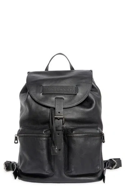 Longchamp Lc3d Medium Leather Backpack In Black