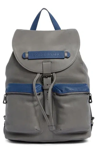 Longchamp Lc3d Medium Leather Backpack In Gray