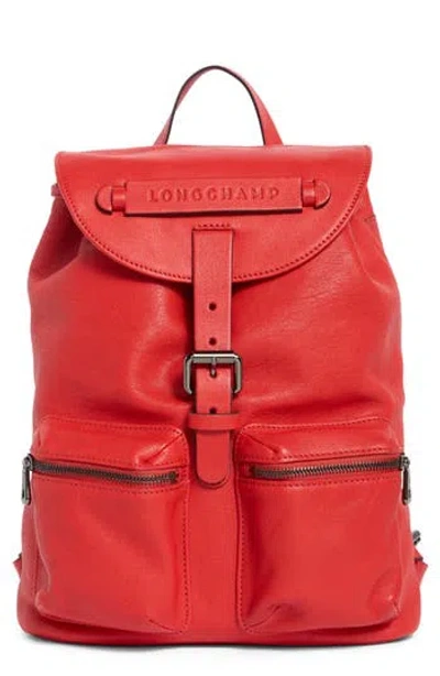 Longchamp Lc3d Small Leather Backpack In Red