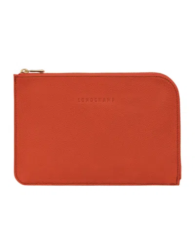 Longchamp Le Foulonné Zippered Clutch In Brown