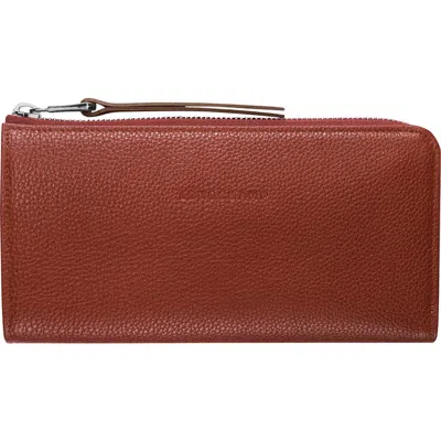 Longchamp Le Foulonne 3/4 Zip Wallet In Brown