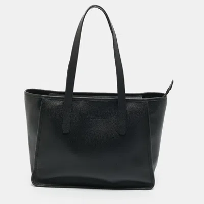 Pre-owned Longchamp Le Foulonné Black Leather Tote