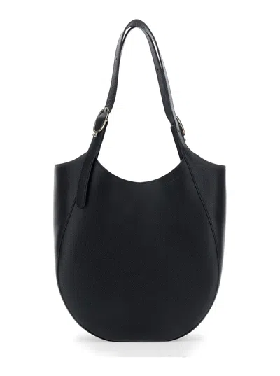 LONGCHAMP LE FOULONNÉ BLACK XL SHOULDER BAG WITH TWO TOP HANDLES AND BUCKLE CLOSURE IN GRAINED LEATHER WOMAN