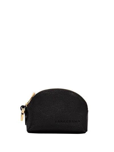 Longchamp `le Foulonné` Coin Purse In Black