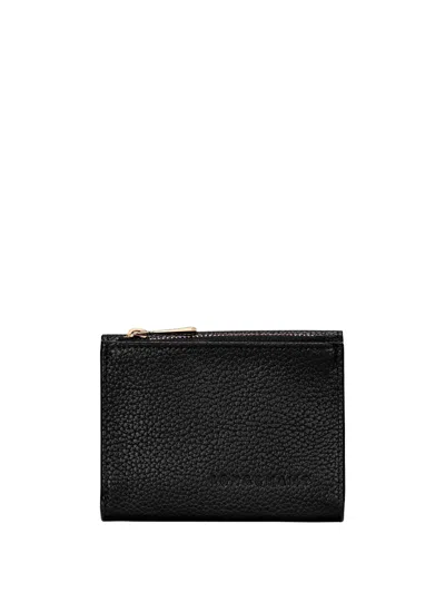 Longchamp `le Foulonné` Compact Wallet In Black