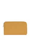 Longchamp Le Foulonné Grained-leather Pouch In Yellow
