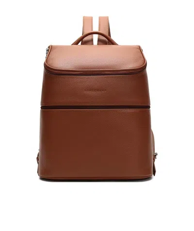 Longchamp Le Foulonné Grained-leather Backpack In Brown