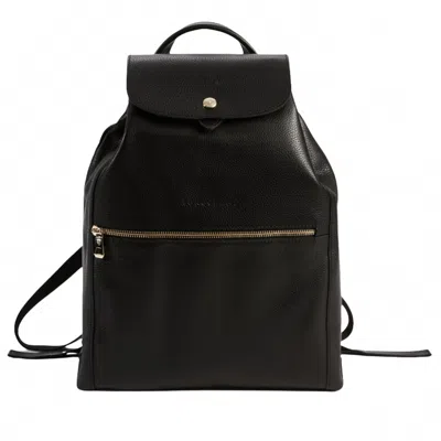Longchamp Le Foulonne Leather Backpack In Black
