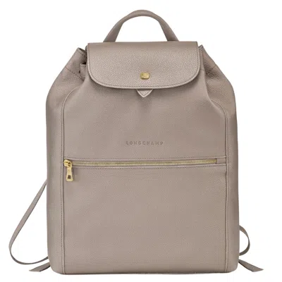 Longchamp Le Foulonne Leather Backpack In Turtledove In Beige