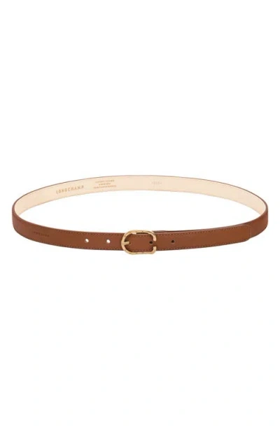 Longchamp Le Foulonné Leather Belt In Brown
