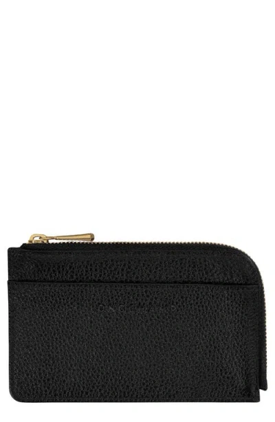 Longchamp Le Foulonné Leather Card Case In Black