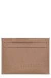 Longchamp Le Foulonné Leather Card Case In Brown