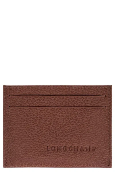 Longchamp Le Foulonné Leather Card Case In Brown